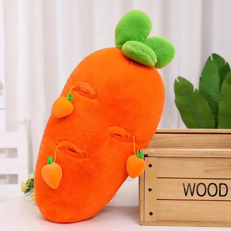 60cm Rabbit Fur Realistic Plant Carrot Pillow Interactive Pull Carrot Game Plush Waist Cushion Sofa Pillow Easter Day Decoration