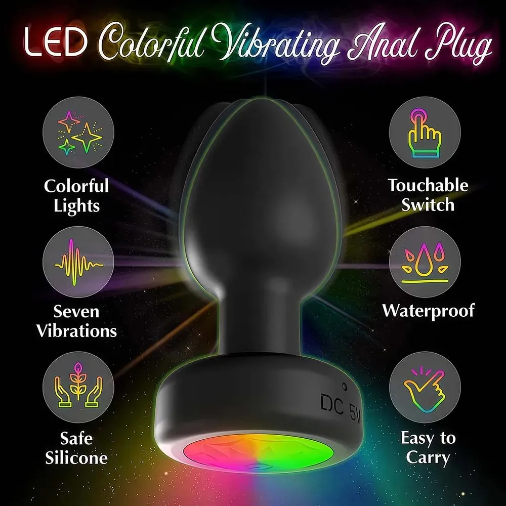 Powerful LED Anal Plug Vibrator for Men Women Female Vagina Remote Stimulator Prostate Butt Plug for Adult Couples Sex Toys