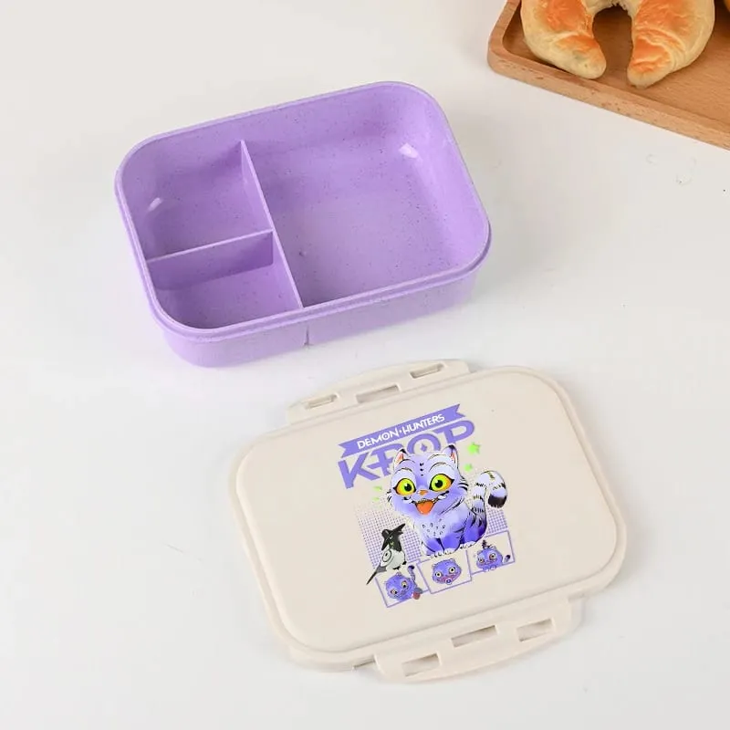 Demon Hunters Lunch Box for Boy Girl Cute Mira Zoey Jinu Portable Plastic Bento Box with Dinnerware Food Fruit Container — image 16