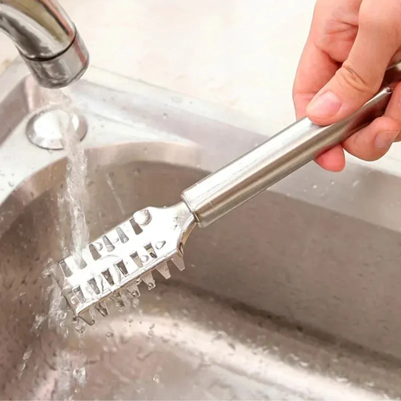 Fish Scale Removal Essential! Stainless Steel Round Tube Fish Scraper Fast No Splatter Effortless Kitchen Fish Tool — image 9