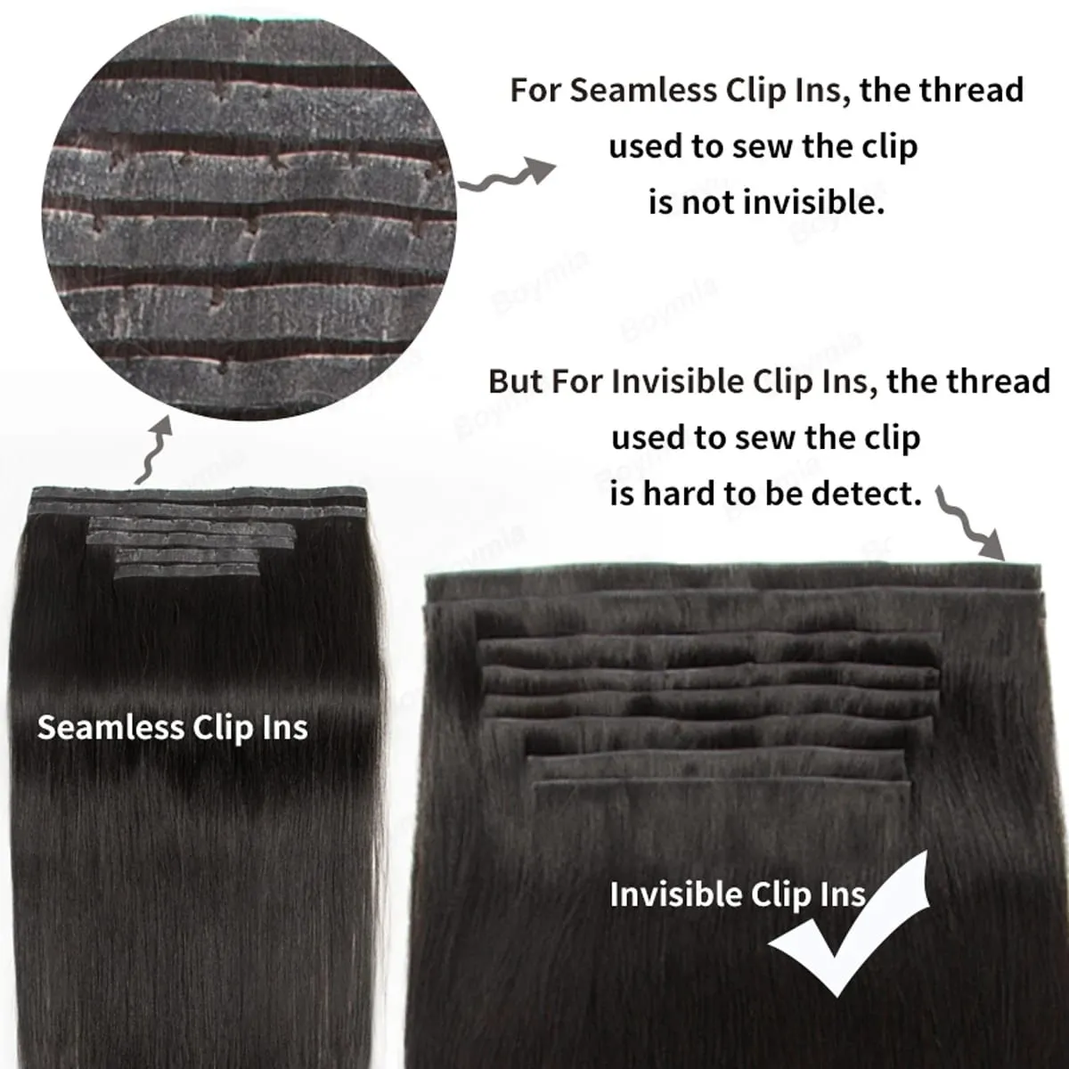 Invisible Thick PU Clip in Hair Extensions Real Human Hair Straight Remy Hair Clip in Hair Extensions 7pcs for Women Daily Use — image 7