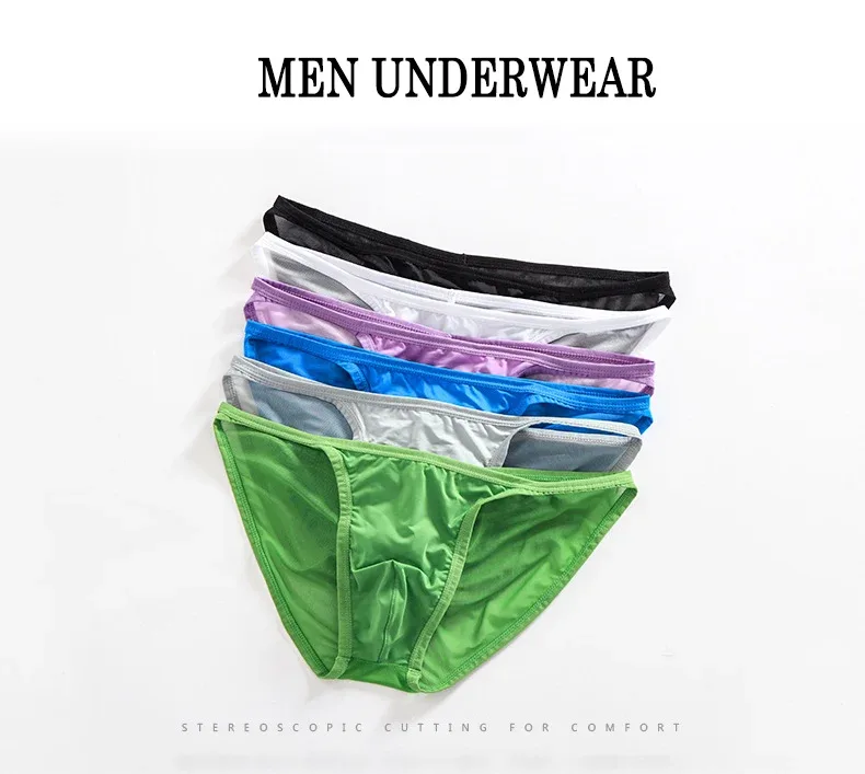 Men's Underwear Transparent Breathable Panties Male Low-waist High Fork Briefs — image 7