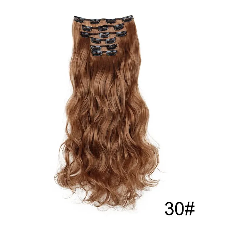 6pcs/set 24Inch Synthetic Long Curly Wavy Hair Extension 16 Clips High Tempreture Hairpiece Clip In Hair Extensions for Women — image 23