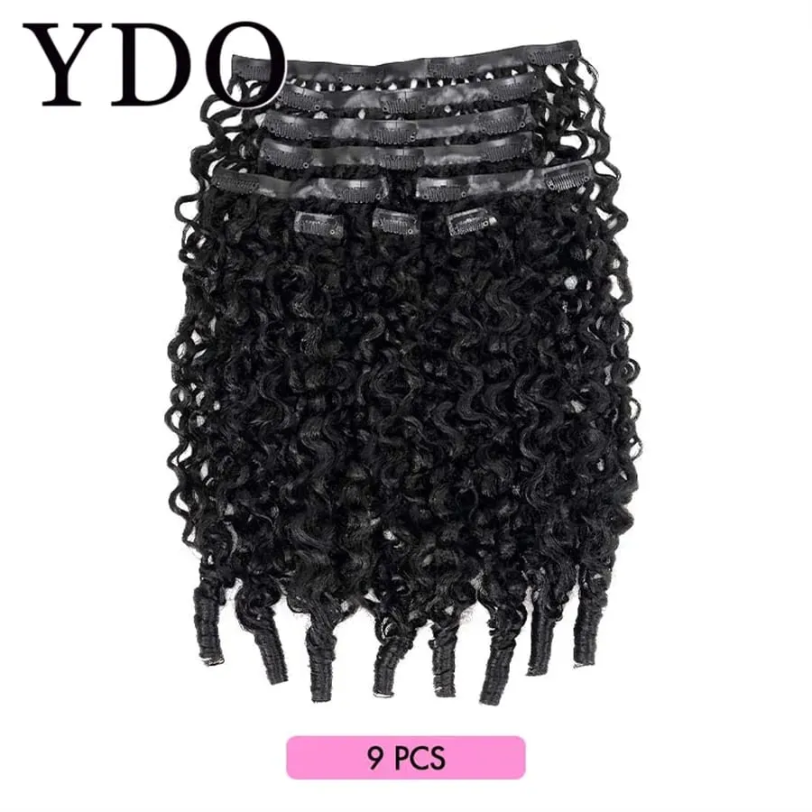 Burmese Curly Clip in Hair Extensions 100% Human Hair Full Head Deep Curly Wave Hair PU Clip in Bundle Extensions 9Pcs With 120G — image 6