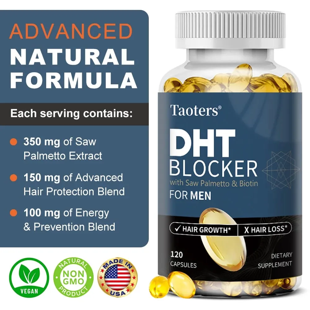 DHT Blocker Hair Growth Supplement with Saw Palmetto Support Thicker Hair Reduce Thinning & Breakage Boost Scalp Health