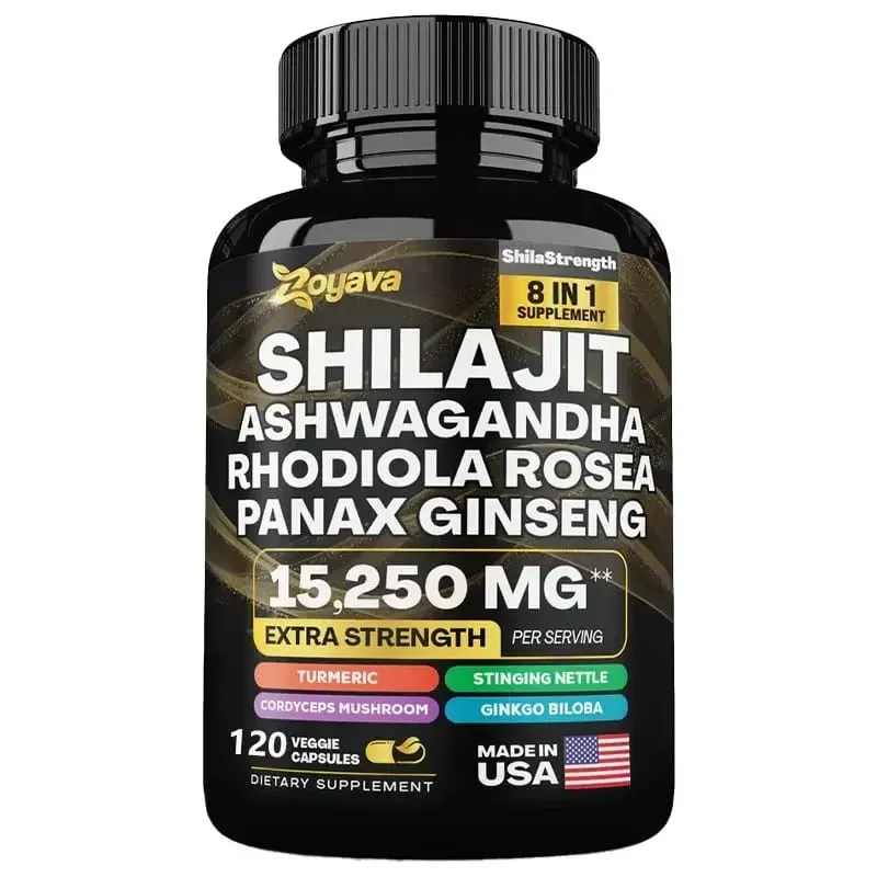 Himalaya Shilajit Ginseng Rhodiola Rosea and Ashwagandha Extract 15250mg High Strength Capsules Non-GMO Energy Immunity Joints