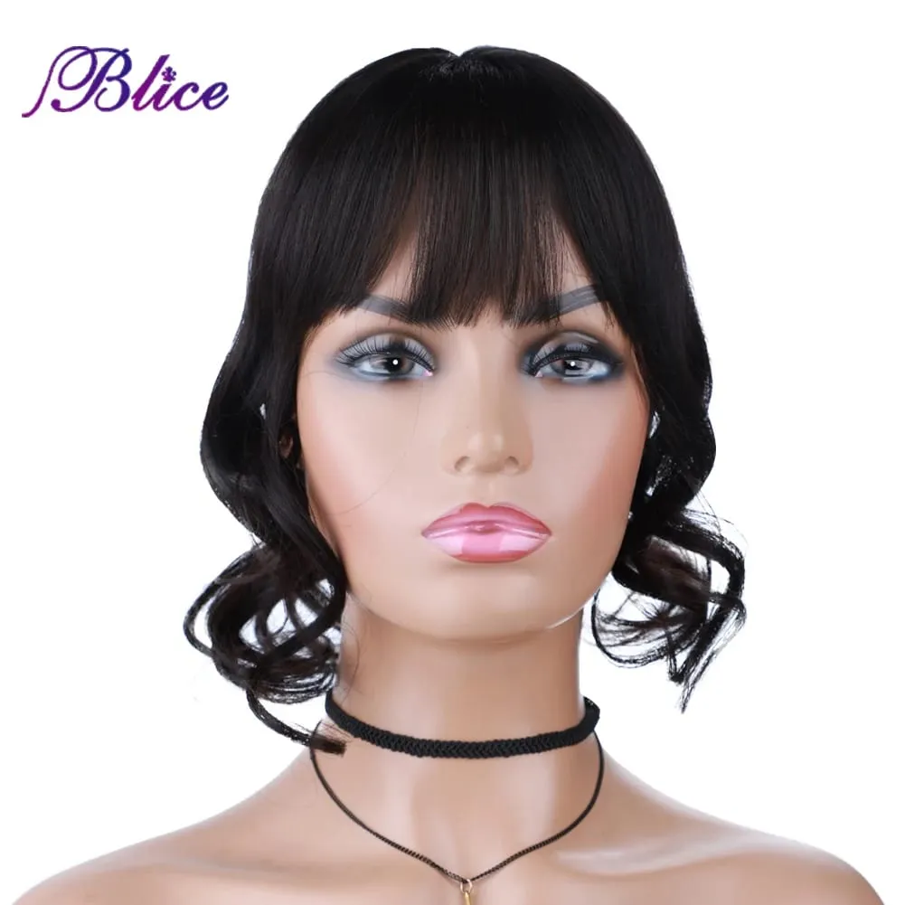Blice Synthetic Clip-In Lace Closure With Bangs Mixed Curly Hair Extensions Cover White Hair Middle Part Hair Pieces — image 2