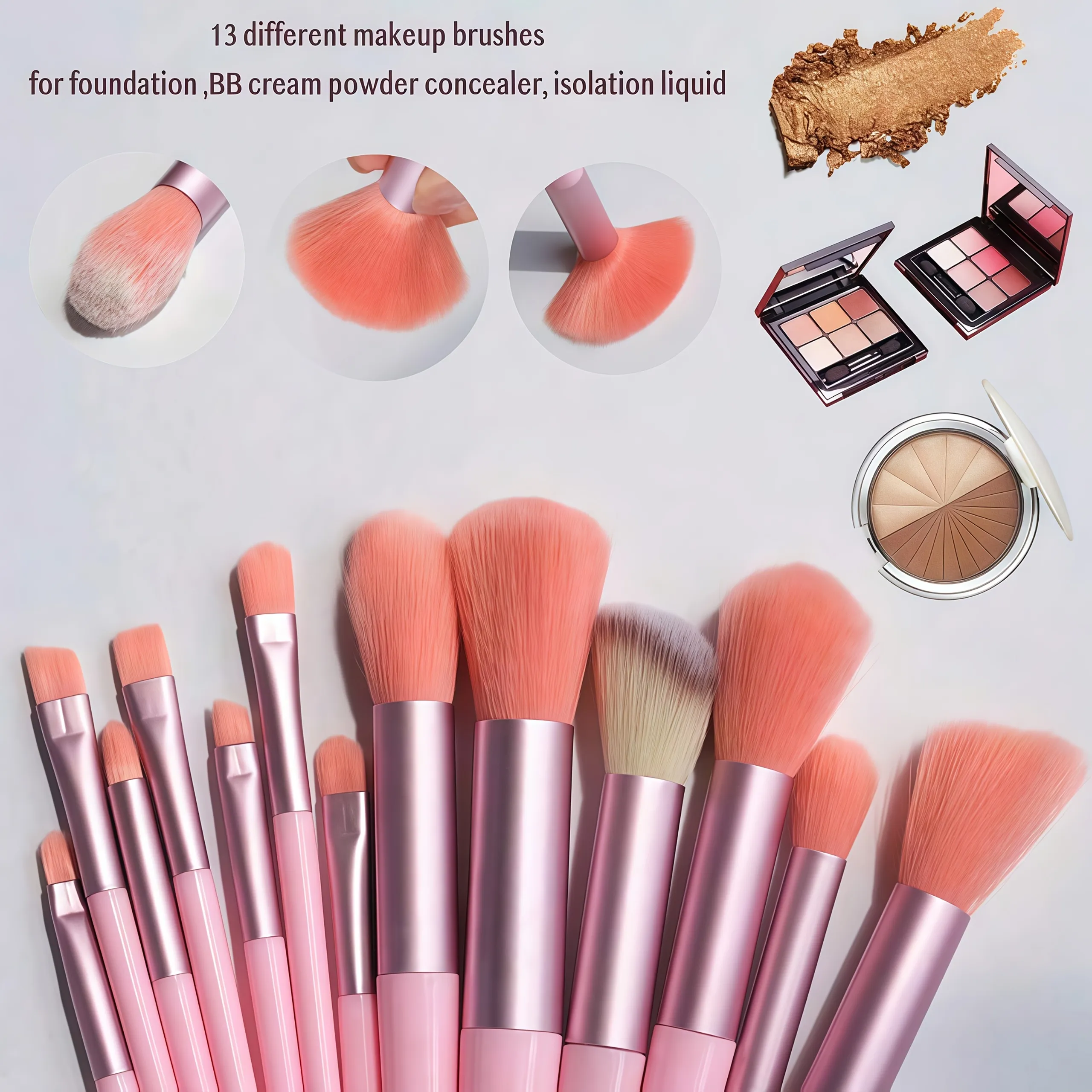 25Pcs Pro Makeup Brush & Sponge Set - 13 Brushes + 12 Hydrophilic Blenders for Liquid/Cream/Powder | Vegan Artist Kit with Pouch