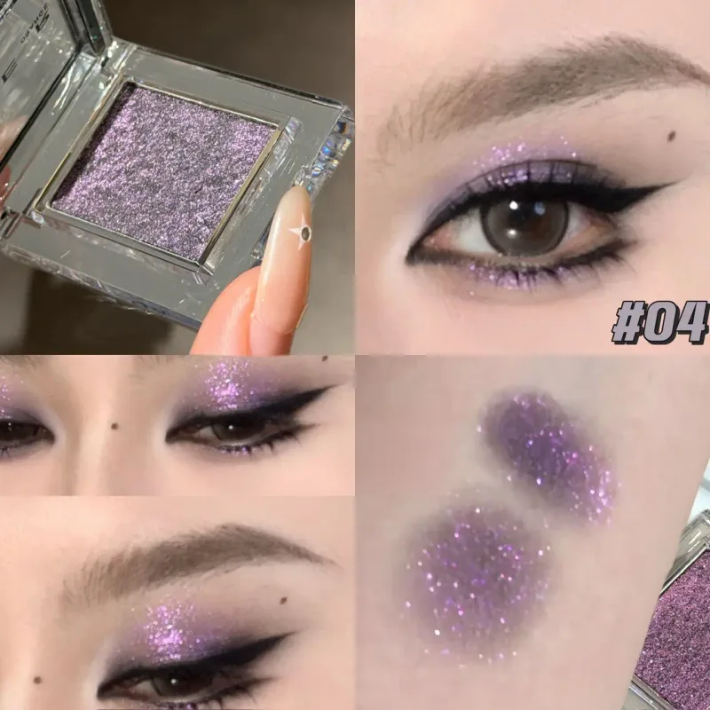 Monochrome Blue Metallic Eyeshadow Diamond Glitter Green Eye Shadow Highlighter Palette Sparkling Pearlescent Purple Eyes Makeup — image 10