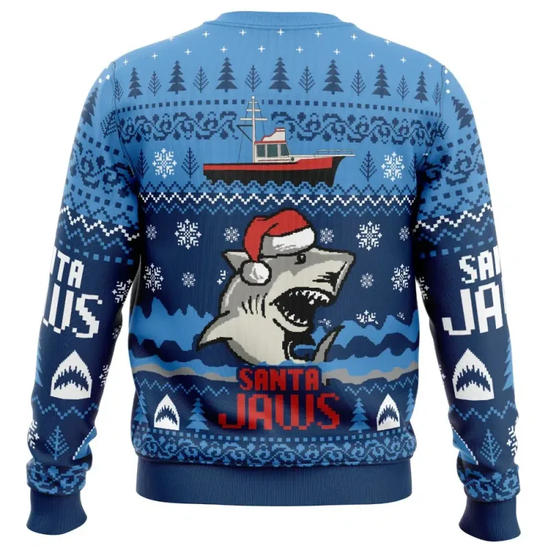 Santa Jaws Jaws Men's Crew Neck Ugly Christmas Sweatshirt Soft Comfy Stylish Relaxed-Fit Plus Size Long Sleeve Autumn Winter — image 6