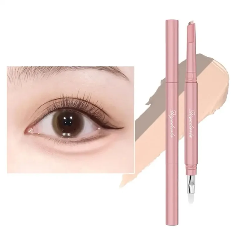 Two Tone Aegyo Sal Stick 1PC Portable Dual Ended Contour Highlighter Pencil Micro Fiber Brush For Eye Makeup