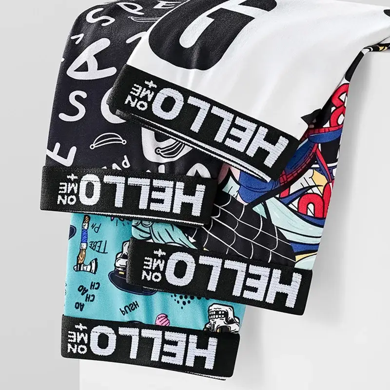 4-Piece Set! Men's Underwear! Breathable Male Trend Boxer Shorts Male Youth Print Trend Shorts — image 5