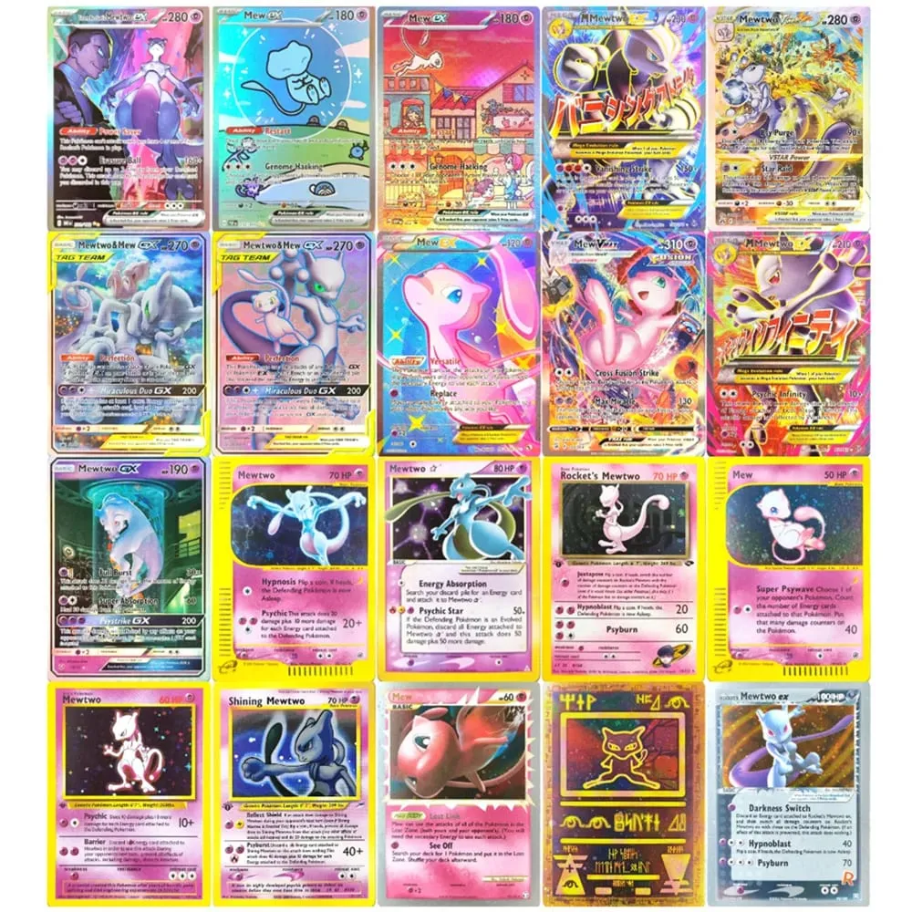 Proxy PKM Card English Rocket Mewtwo MEW GX EX Vmax TCG Collection Trading Card Game — image 1