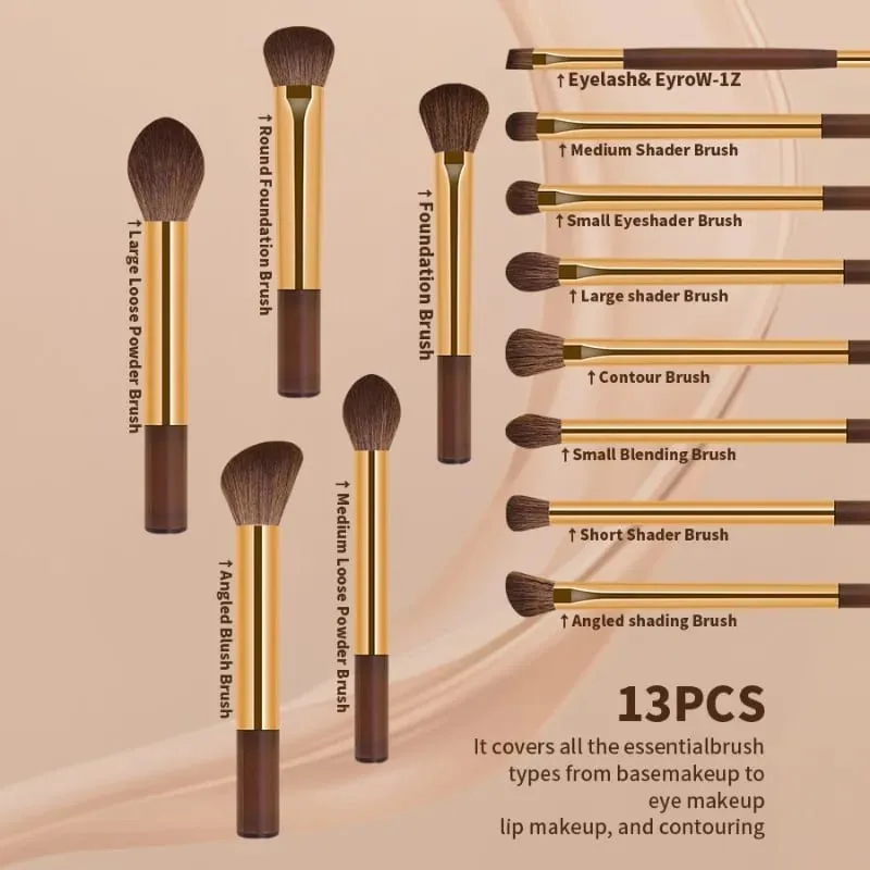 Professional 13Pcs Makeup Brush Set 13 High Precision Brushes with Portable Storage Bag Cosmetic Tools for Foundation Blending — image 6