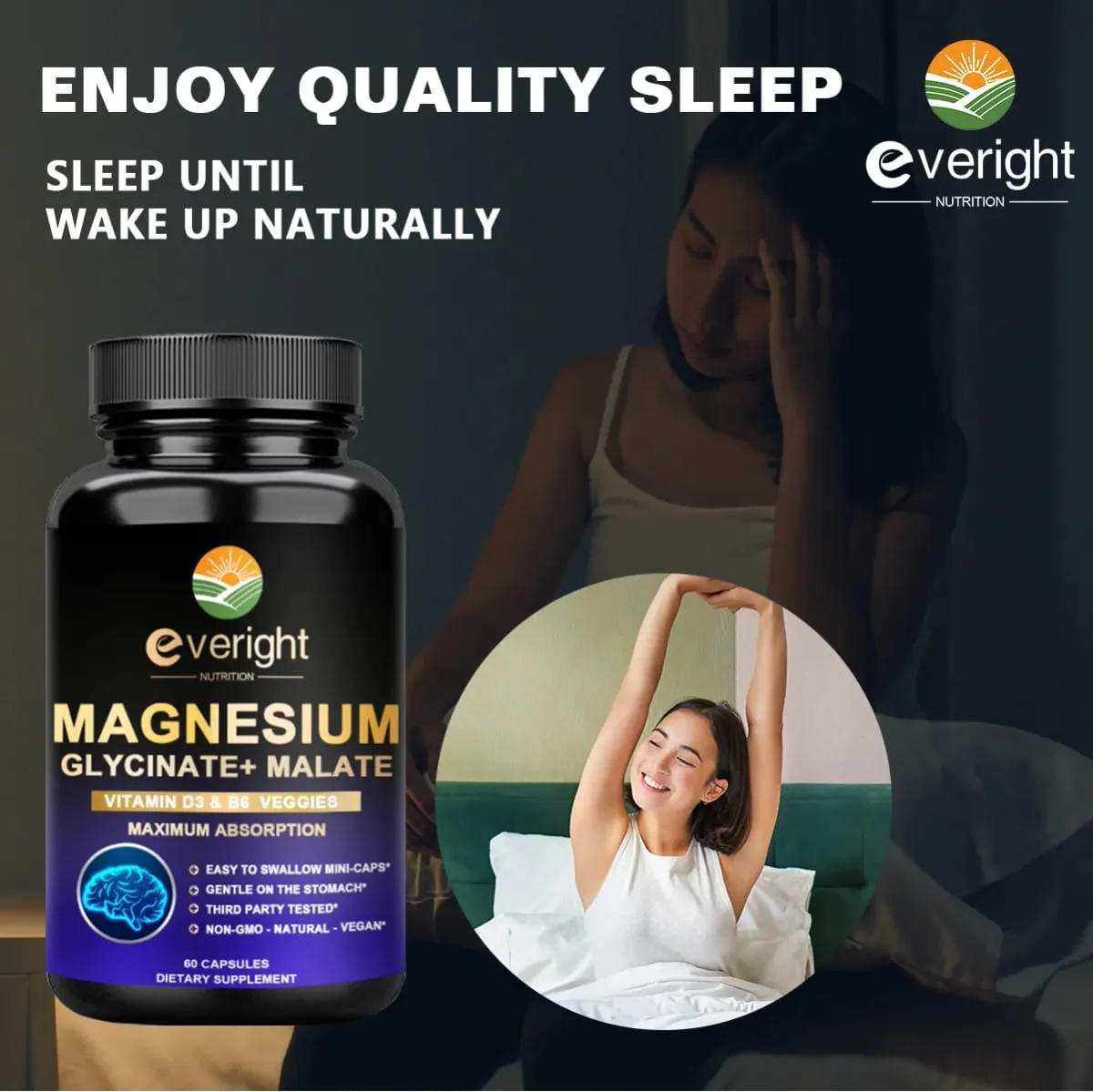 Magnesiumglycinat med hög absorption - Stödjer sömnhumörmusklerna Hjärt- och nervsystemets hälsa — image 2