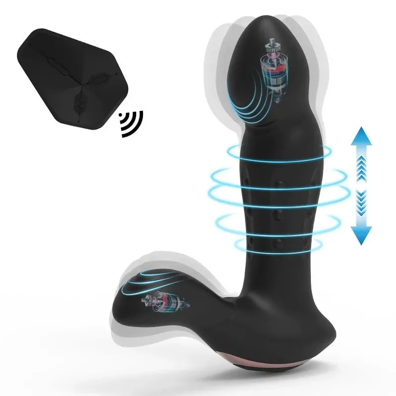 Thrusting Anal Vibrator for Men Butt Plug Anal Plug Remote Control Telescopic Prostate Massager for Gay Sex Toy for Men Women