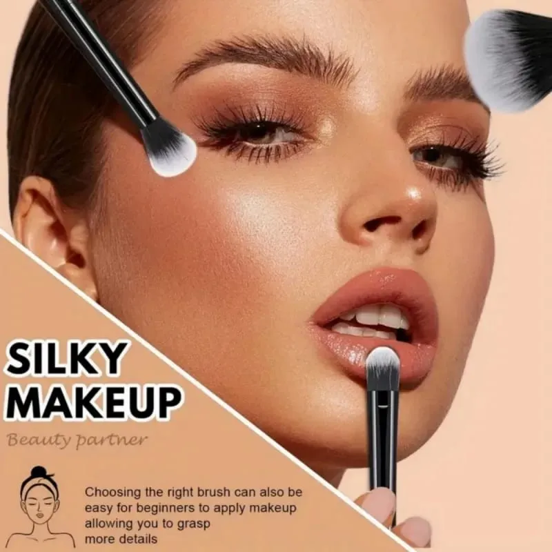 8/12pcs Multifunctional Black Makeup Brush Set With Beauty Egg Soft Bristles for All Skin Types Alcohol-Free Cosmetic Brushes — image 3