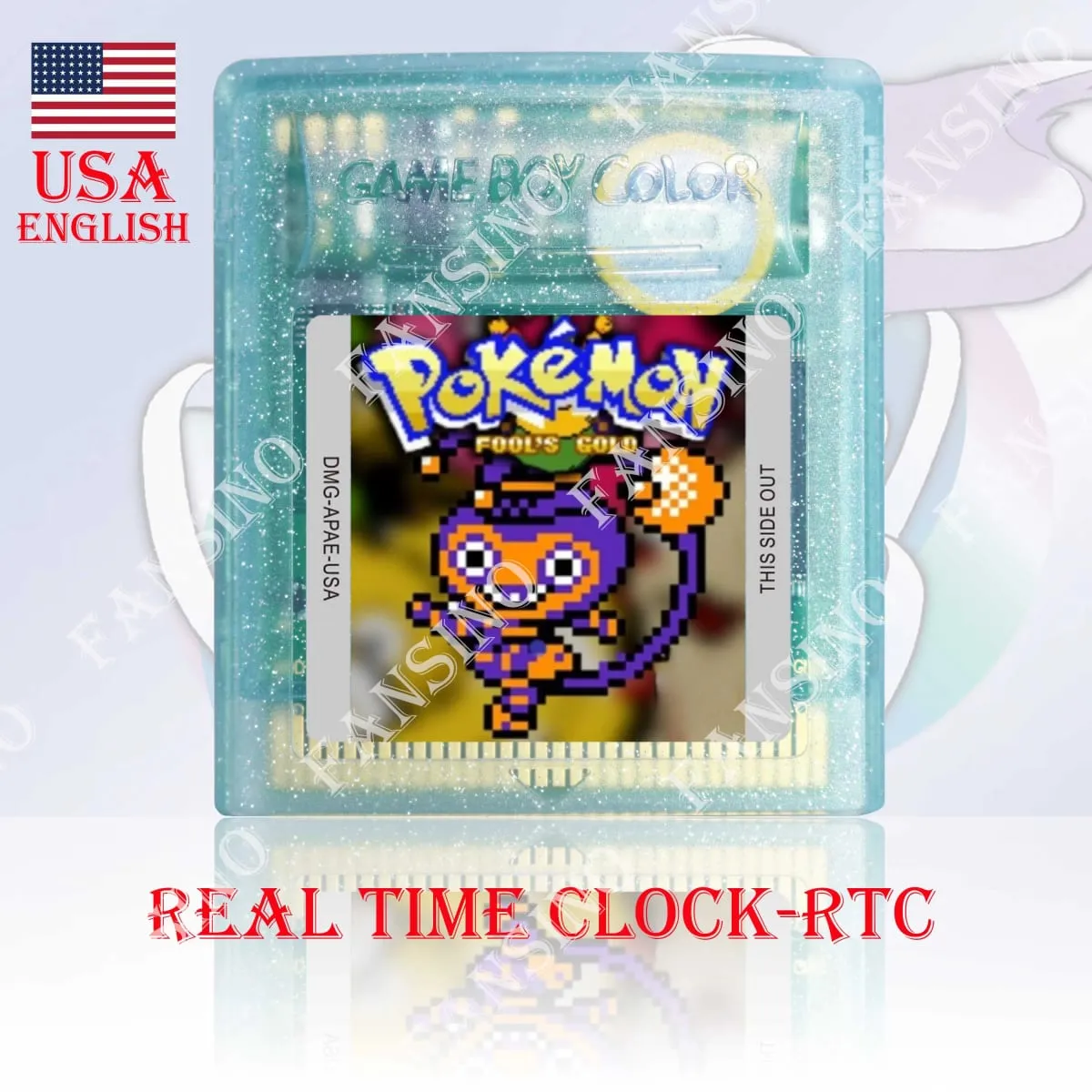 GBC Real Time Clock Pokemon Fools Gold (v1.3.2) High Quality GBC Video Game Cartridge With Battery For GBA/GBC Series Console