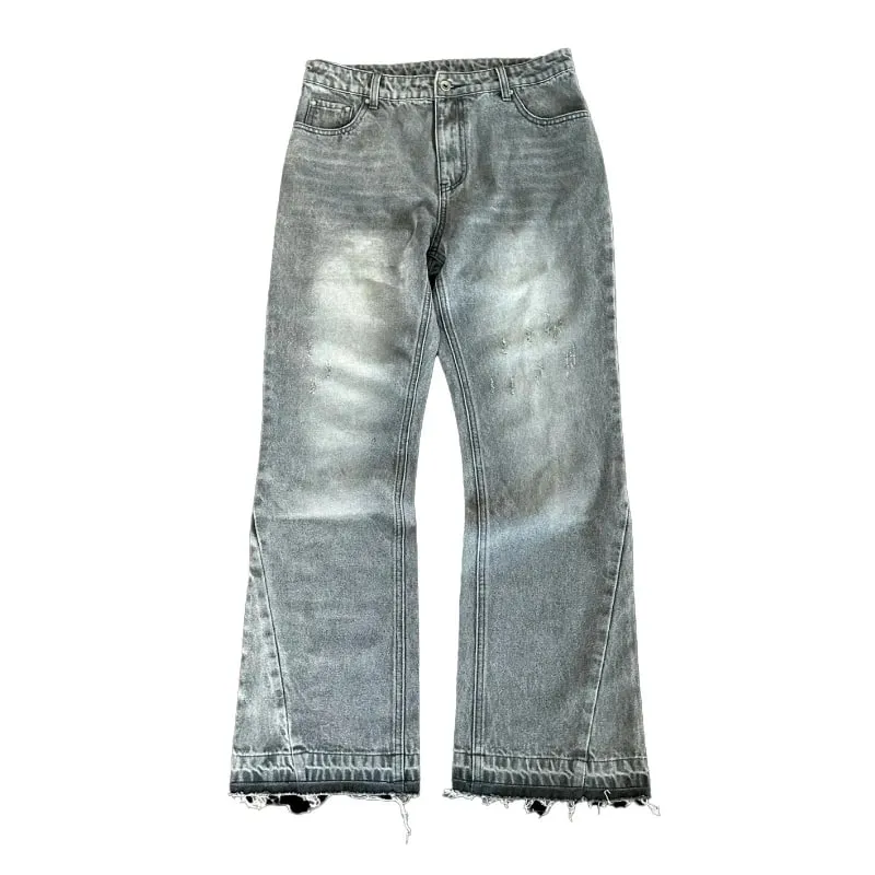 Y2K Retro Jeans Light Color Dollar Pattern Embroidery Splice Denim Pants Gothic Hip Hop Streetwear Men Women Fashion Baggy Pants — image 2