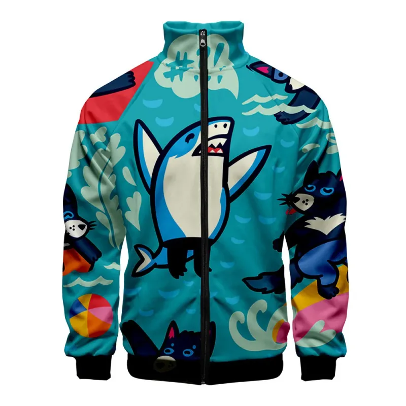 Popular Marine animals dolphin 3D Print Zipper Raglan Jacket Windbreaker Boys/Girls Comfortable Stand Collar Jackets Coats — image 23