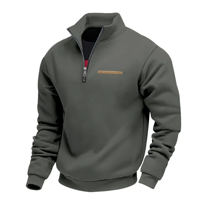 Men's Thick Fleece Stand Collar Sweatshirt Autumn Winter Color Block Striped Warm Outdoor Casual Daily Jacket Outerwear Cozy — image 4