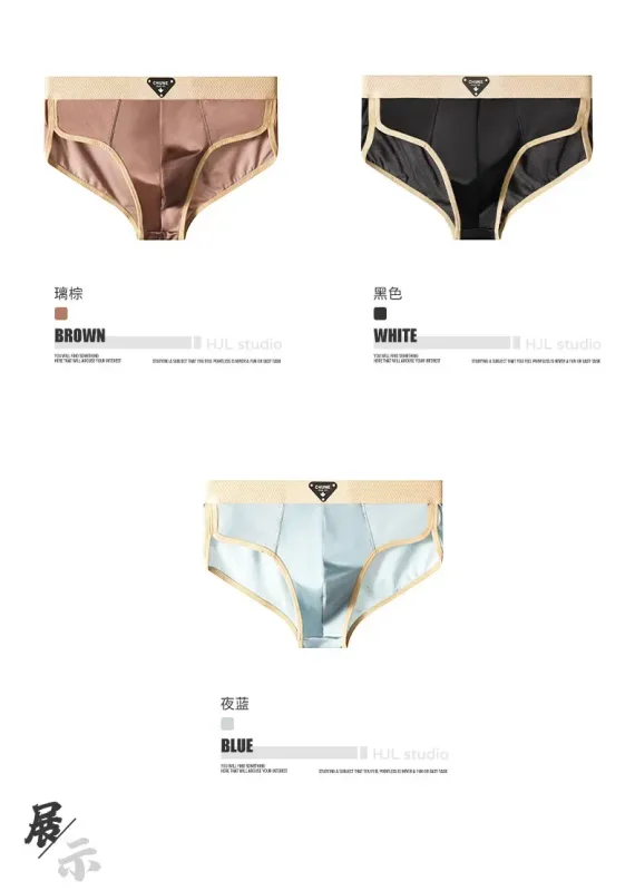 1/3PCS Men's Briefs Ice Silk Satin-like Briefs Men's Underpants Summer Breathable Quick Drying Panties Sexy U Pouch Underwear — image 17