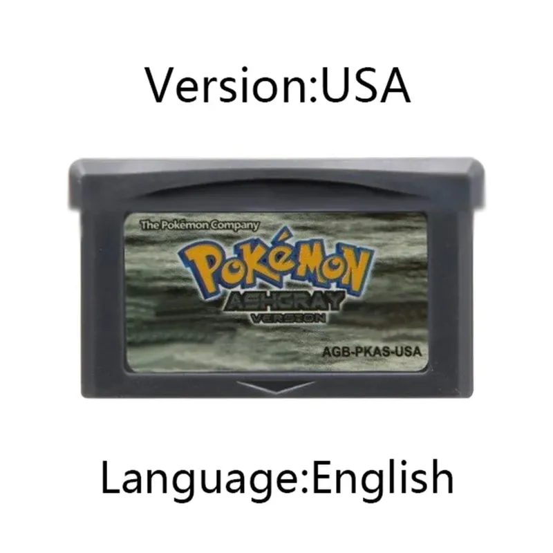 GBA Pokemon Game Cartridge 32-Bit Video Game Console Card AshGray Liquid Crystal Light Platinum Moemon Emerald English Language — image 3
