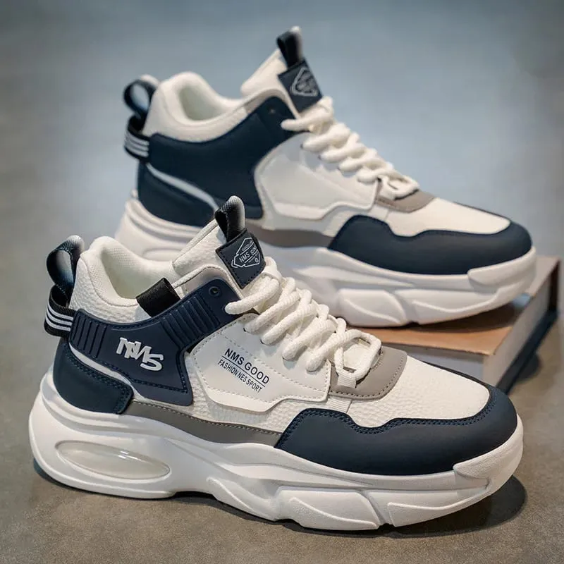 2025 Autumn Men's Shoes New Breathable Youth High Top Sneakers Trendy and Versatile Thick Bottom Casual Dad Shoes Men — image 1