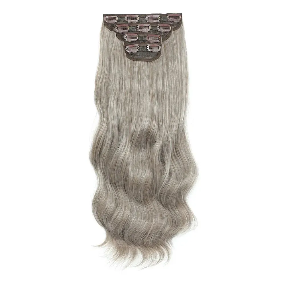 4Pcs/Set 11 Clips 22 Inches 220g Beach Waves Clip in Hair Extensions Sandy Blonde Champagne Heat Resistant Synthetic Hairpiece — image 16