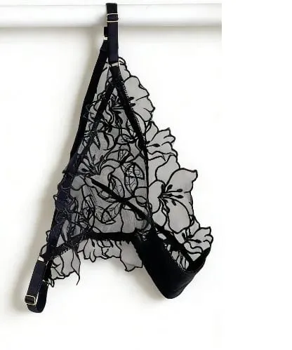 Padded Bra Set Small Bust | Lace Embroidered & Mesh Underwear Set with Soft Underwire Comfortable Demi Cup Sexy Tushy Panty PP — image 10