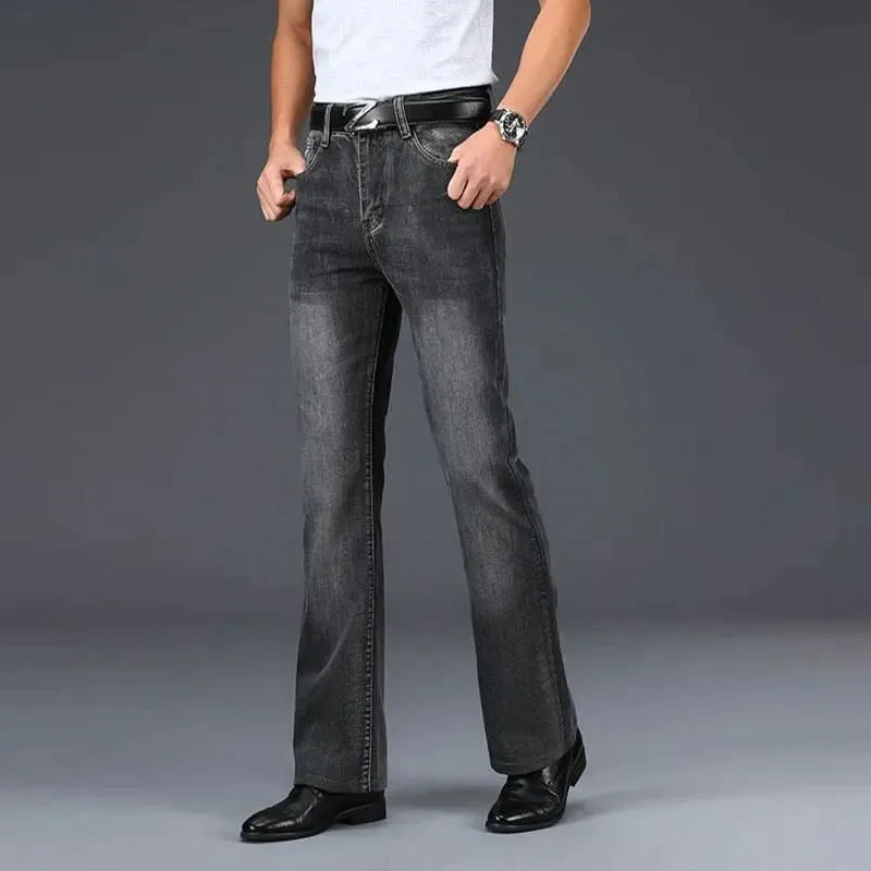 Denim Flared Jeans Men Boot Cut Denim Pants Comfortable Slightly Slim Classic Loose Casual Blue Black Trousers For Male Bootcut — image 13