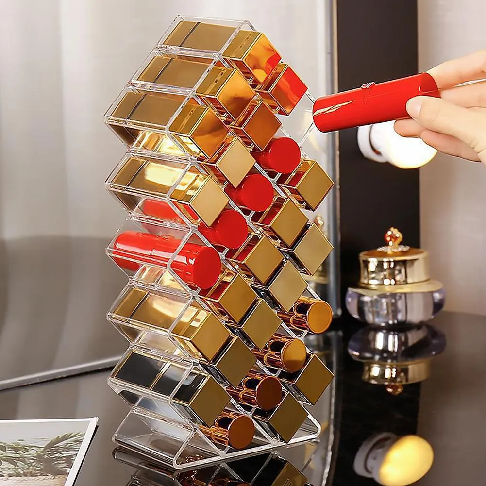 New Cosmetic Lipstick Jewelry Box Makeup Brushes Holder Lipstick Storage Box Acrylic Makeup Organizer Storage Case — image 1