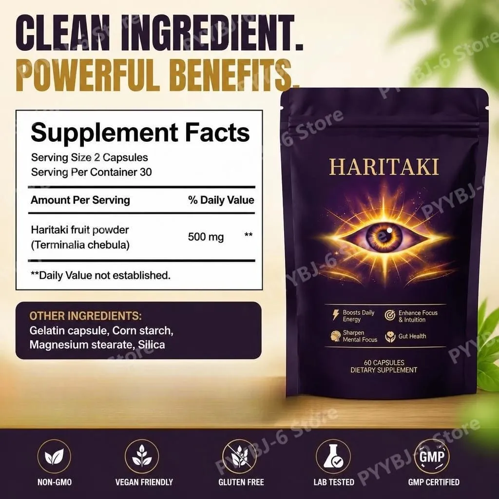 Haritaki Fruit Powder Capsules 500mg Digestive Balance and Gut Health Support Daily Wellness Formula 60 Capsules — image 4