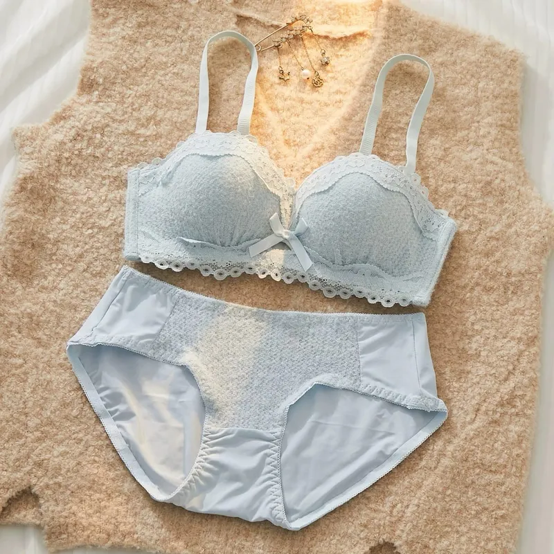 Lace Sexy Lingerie Set Push Up Thick Padded Small Breast Enhance Shaping Half Cup Bra Concealed Brief Intimates Underwear — image 9
