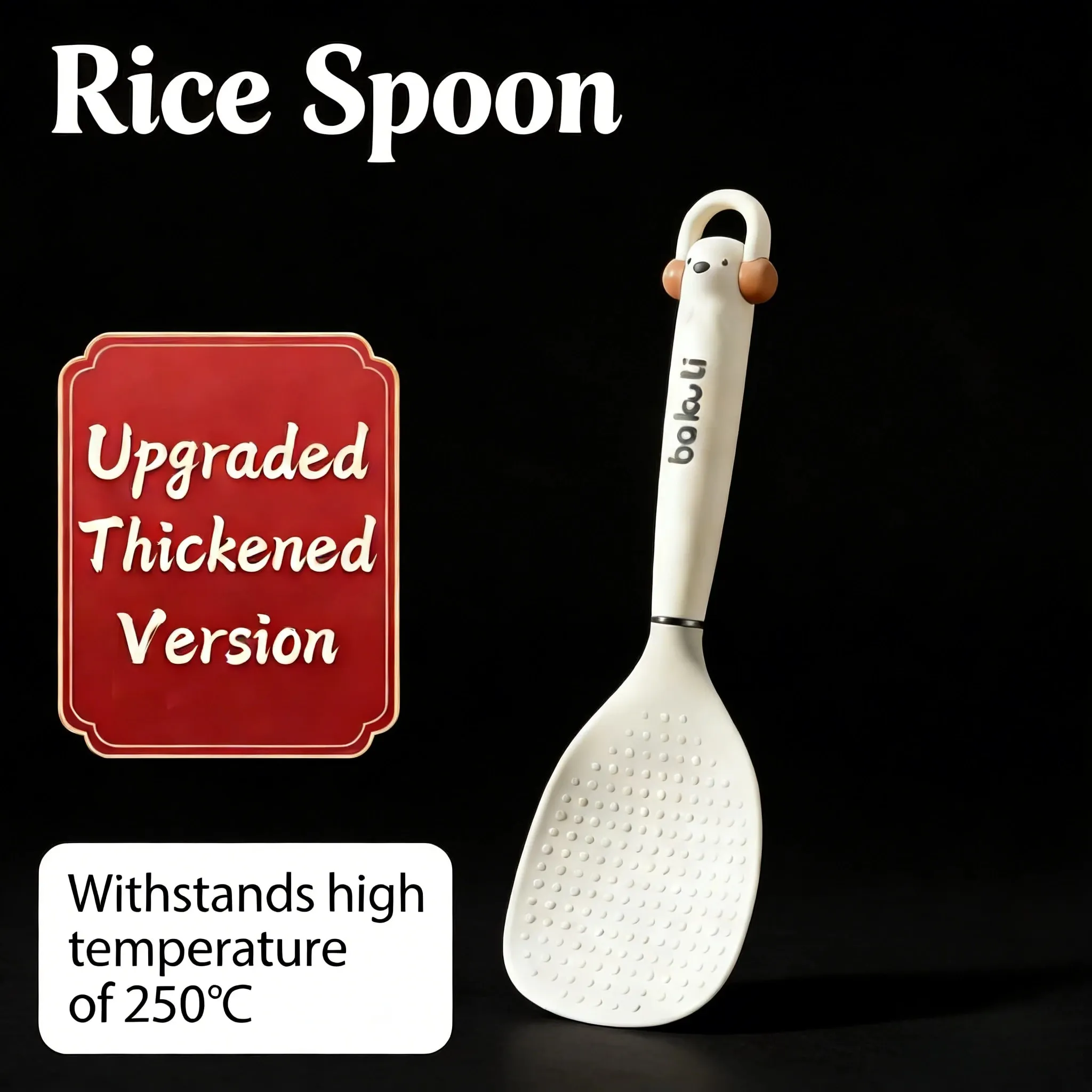 New Improved Kitchen Cooking Utensil 3-Piece Set - Silicone Spatula Rice & Soup Spoon Heat Resistant Non-Stick Cooking Tools