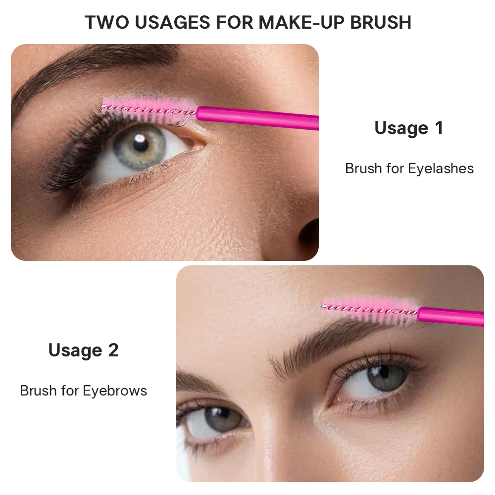 50pcs Disposable Eyelash Brushes Extension Rose Red Eyebrow Brush Mascara Wand Eye Lashes Cosmetic Tool Set Makeup Beauty