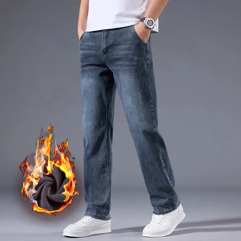 Men's Loose Straight Leg Jeans Retro Washed Elastic Casual Pants Suitable for All Seasons Versatile Pants — image 8