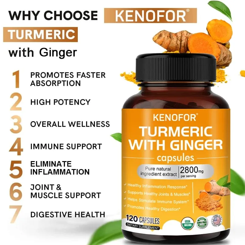 Turmeric Curcumin Capsules 1600mg with Ginger & MSM Antioxidant Support Joint Comfort Heart Cognitive & Digestive Wellness — image 4