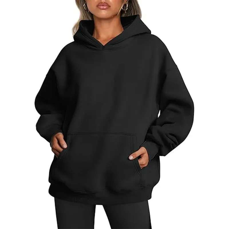 Reka bentuk DIY Oversize Hoodies Fesyen Wanita Disesuaikan Cetak Longgar Lengan Panjang Bahu Drop Cuff Sweathsirts Pullovers Sudadera
