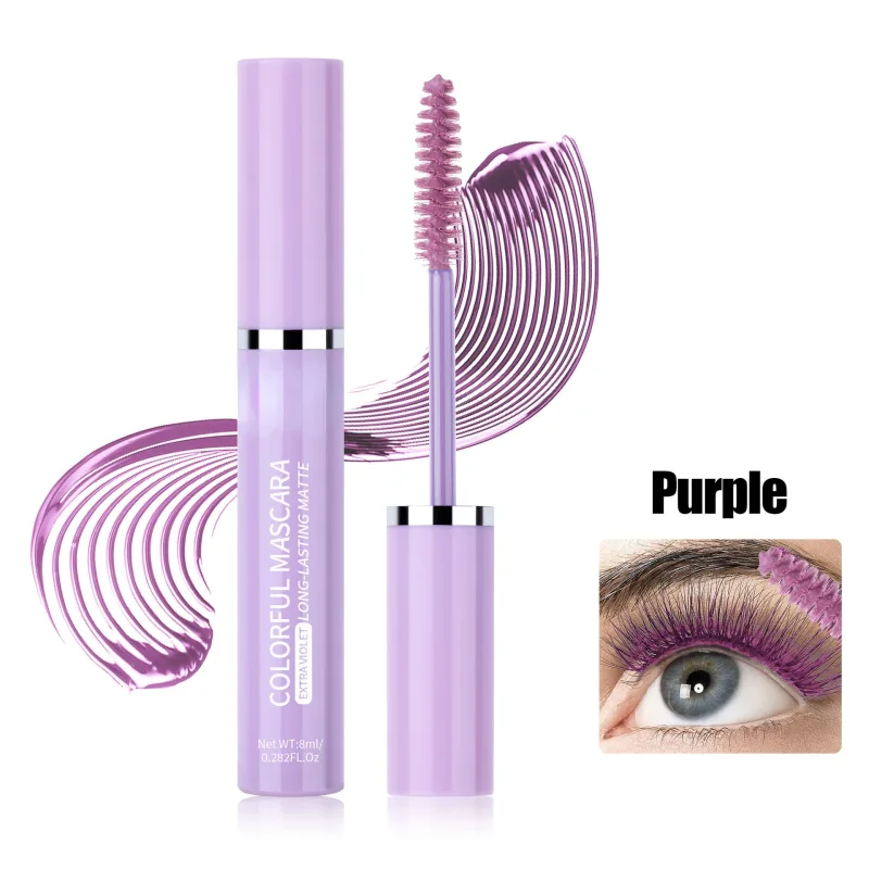 Ciglia mascara colorate Blu Rosa Verde Mascara impermeabile colorato Affascinante mascara arricciacapelli a lunga durata Trucco natalizio per occhi — image 12