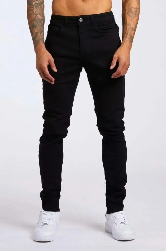 Men New Trendy Slim Fit High Waist Denim Pants Washed Straight‑Leg Casual Jeans For Men