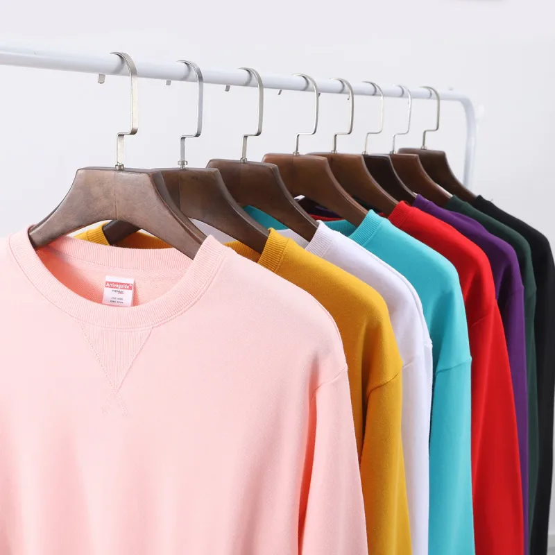 380g Tight Match Heavy Inverted Triangle Loose Versatile Solid Cotton Vintage Autum Winter Long Sleeve Round Neck Sweater — image 2