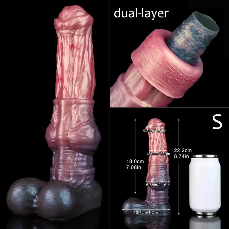Double Layer Silicone Fantasy Dog Knot Dildo Blue Butt Plug with Sucker Anal Dilator Masturbate Sex toy for Adult 18+ — image 9