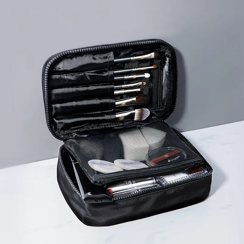 PA CARRIER COMBO POUCH Black & Silver Makeup Brushes and Cosmetics Storage Bag for Travel — image 2