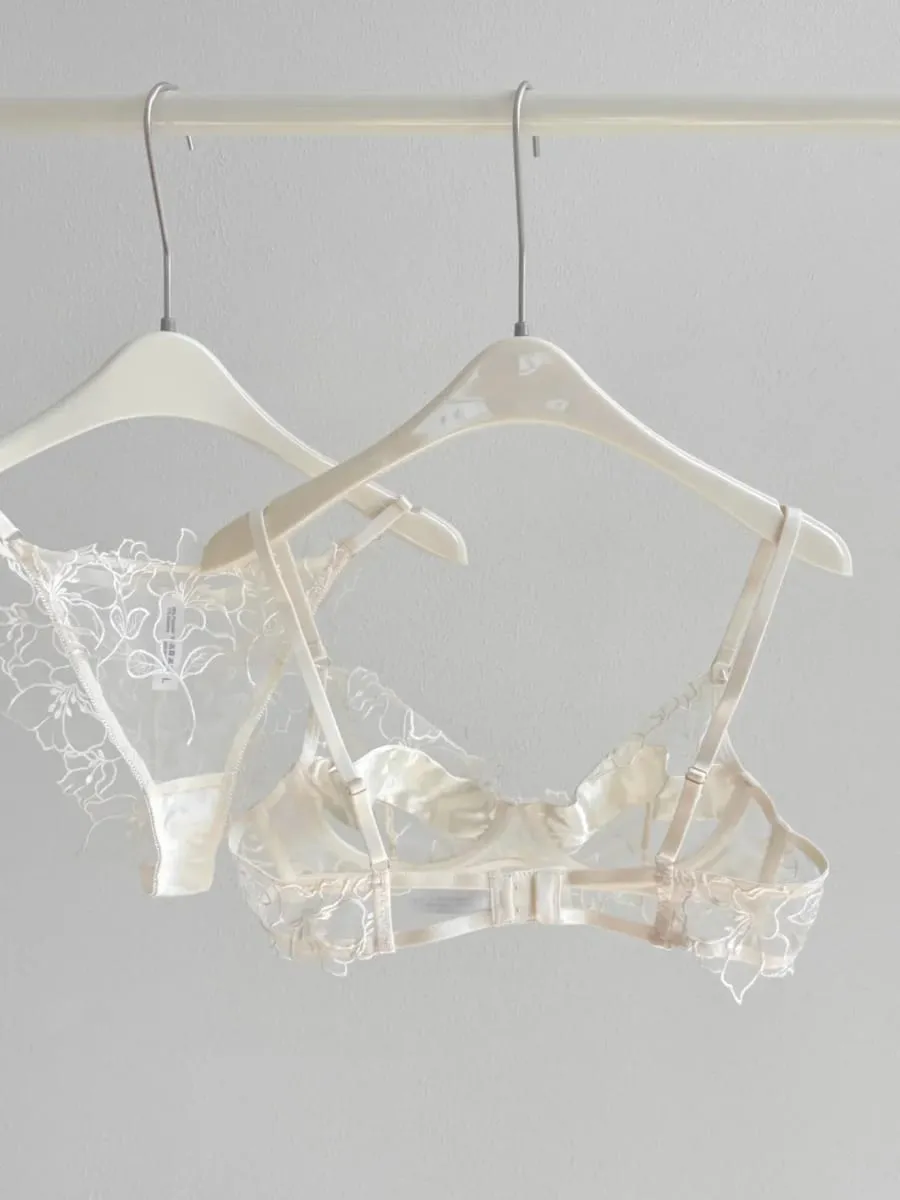 Romantic Lace Lingerie Set Sheer Mesh Ultra-Thin Soft Underwire Minimizer for Full Bust & Push-Up for Small Bust — image 5