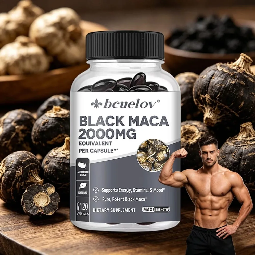 Black Maca Capsules 20000mg - Supports Brain Function Promotes Muscle Growth & Recovery Super Absorption Improve Vitality — image 1