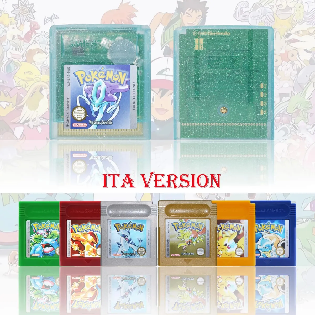 GBA/GBC ITA Version Pokemon Rubino/Zaffiro/Smeraldo/Cristallo/Verde Game Cartridge Video Game Card High Quality with Battery — image 2