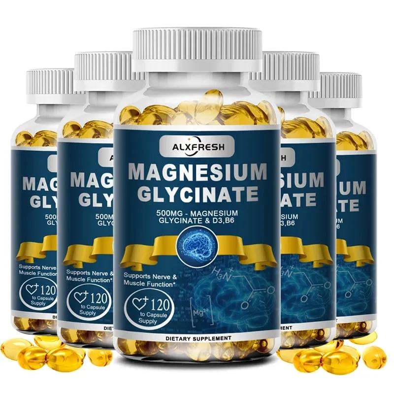 Magnesiumglycinattillskott Zink Vitamin D3 B6 Stöd Muskler och nervsystem Trötthet Hälsa — image 5