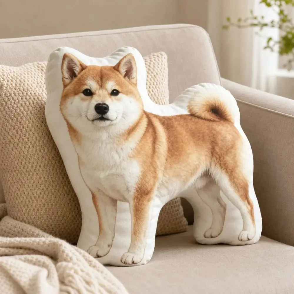 Dog Shaped Pillow Animal Throw Pillow Decorative Animal Pillow Soft Fabric Shiba Dog Cushion PP Cotton Filling — image 4