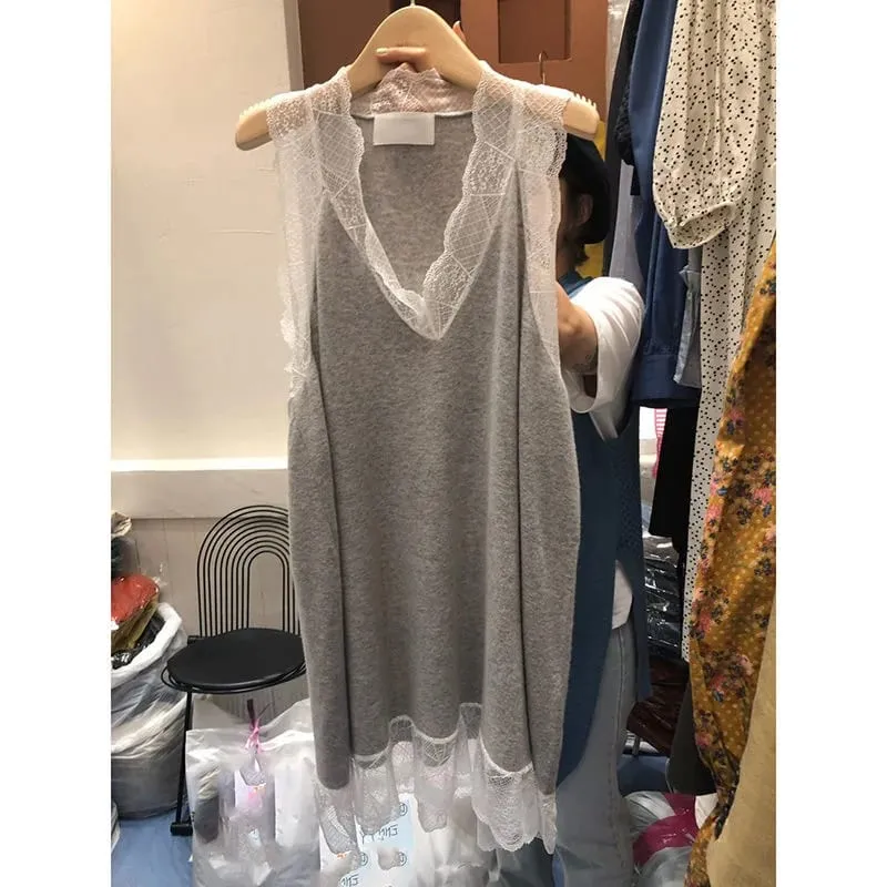 Elegant plus Size Summer Dress with Wood Grain Sleeveless Vest Style A-Line Midi Dress for Plump Women Korean Style